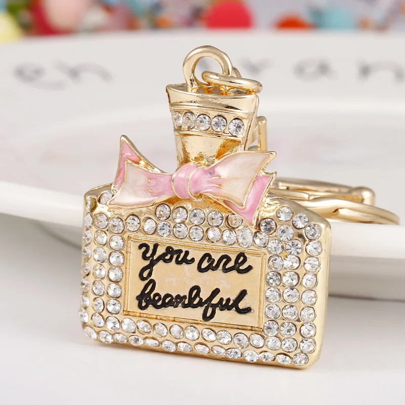 Сплав с английской надписью цепочка для ключей галстук флакон духов подвеска