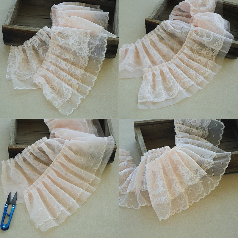 12 см в ширину Горячая Вышивка розовый цветок тюль кружевная ткань отделка лента