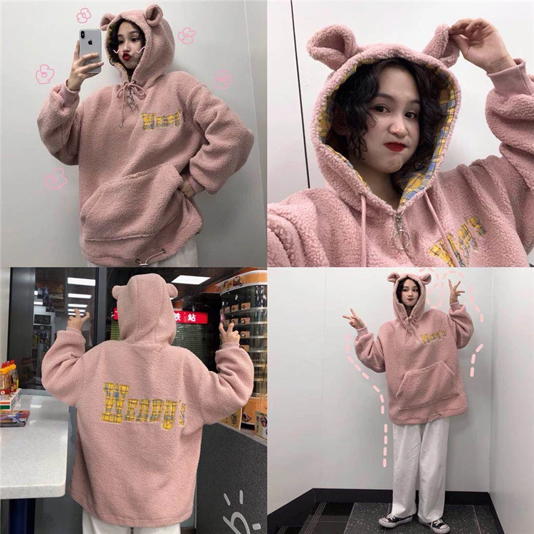 

harajuku style autumn winter Casual Long sleeve Rabbit ears Hoodies Female loose kawaii Sweatshirts fashion Women's Clothing new