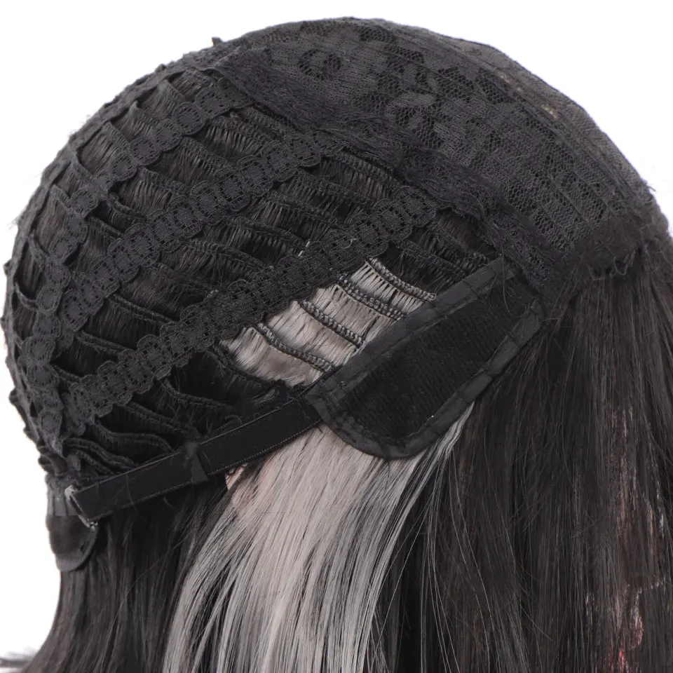

QUEENYANG Short Bob Synthetic Wig With Bangs for Women Black White Purple Cosplay Wig for Party Daily Use Shoulder Length