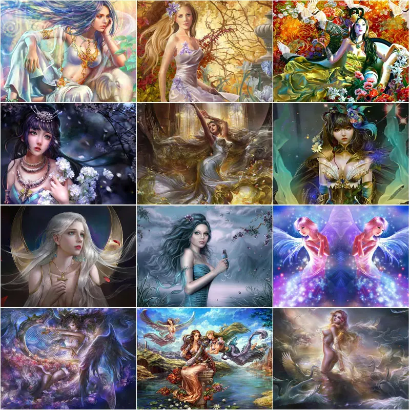 

Anime Character Poster 5D Diamond Painting Diy Long Hair Beauty Cross Stitch Modern Home Bedroom Decoration Painting