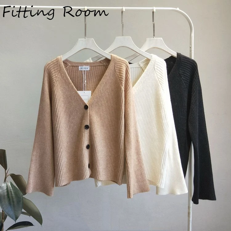 Новинка 2019 года осенне зимняя верхняя одежда Модный вязаный кардиган с v образным