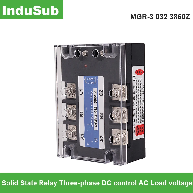 

MGR-3 032 3860Z твердотельное реле, трехфазное твердотельное реле, управление постоянным током, напряжение нагрузки переменного тока 3-32 В постоян...