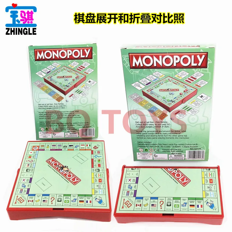 

English card travel game chess toy 2-6 English version foldable tool box Monopoly card game