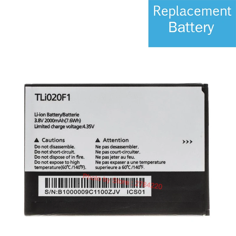 

2000mAh Replacement TLi020F1 Battery For TCL J720T J726T Alcatel One Touch Pop 2 5042d C7 7040 OT-7040 OT-7040D Batterie