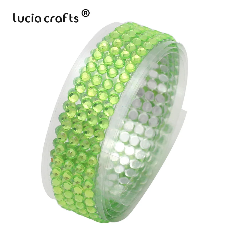 Green Lucia crafts 18 мм* 50 см красочные акриловые стразы самоклеющиеся ленты пояс Скрапбукинг Материал 1 шт I1011 - Цвет: Green