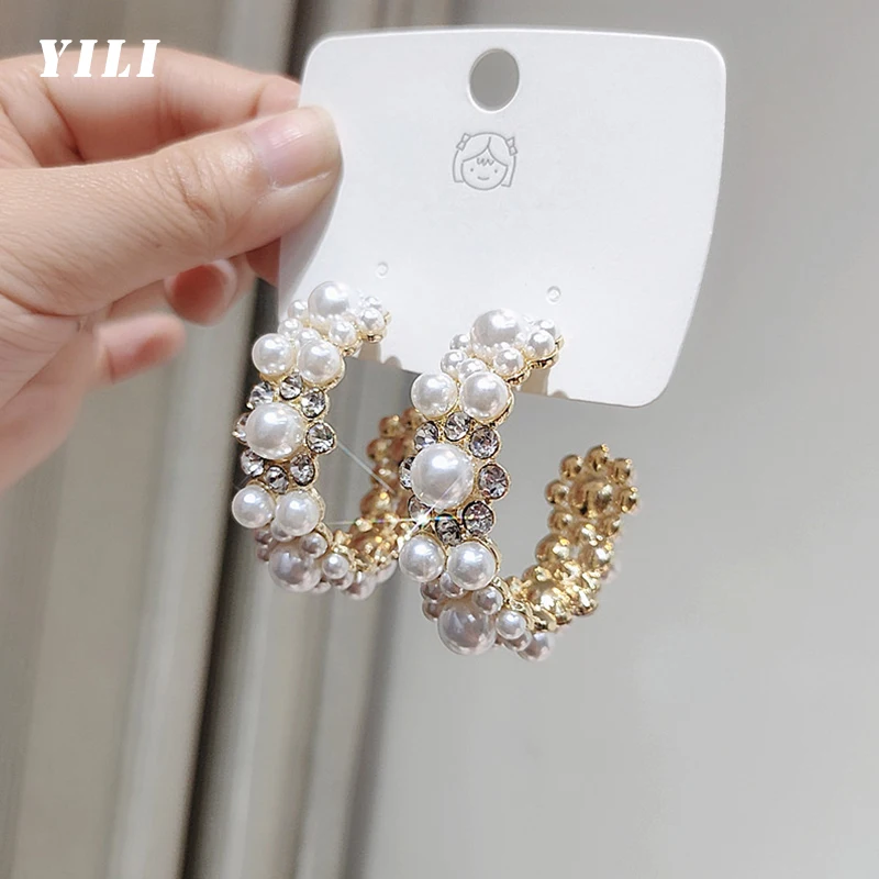 

Новое поступление жемчужные серьги в виде колец, темперамент открытое жемчужные серьги-кольца C-серьги-подвески в форме для женщин в Корейс...