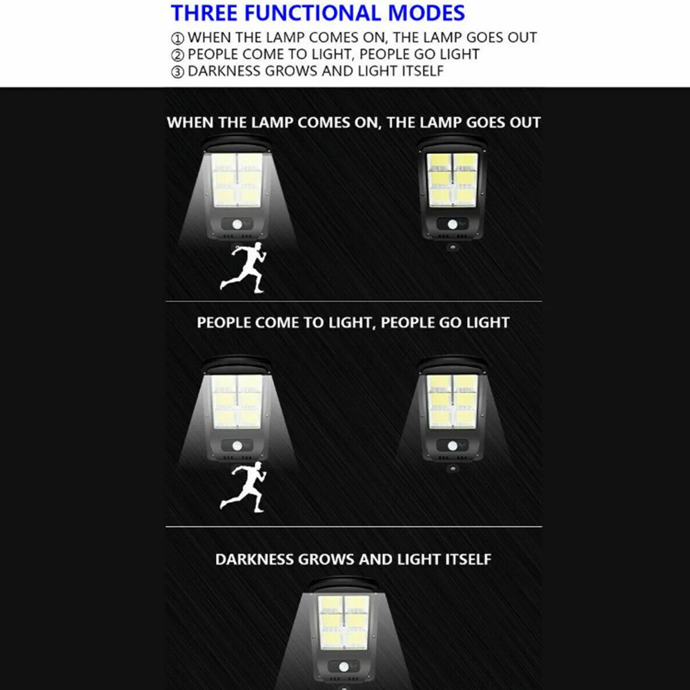 

300W LED Solar Street Wall Light Motion Sensor Outdoor Lamp + Control Remote Waterproof Rainproof And Thunderproof