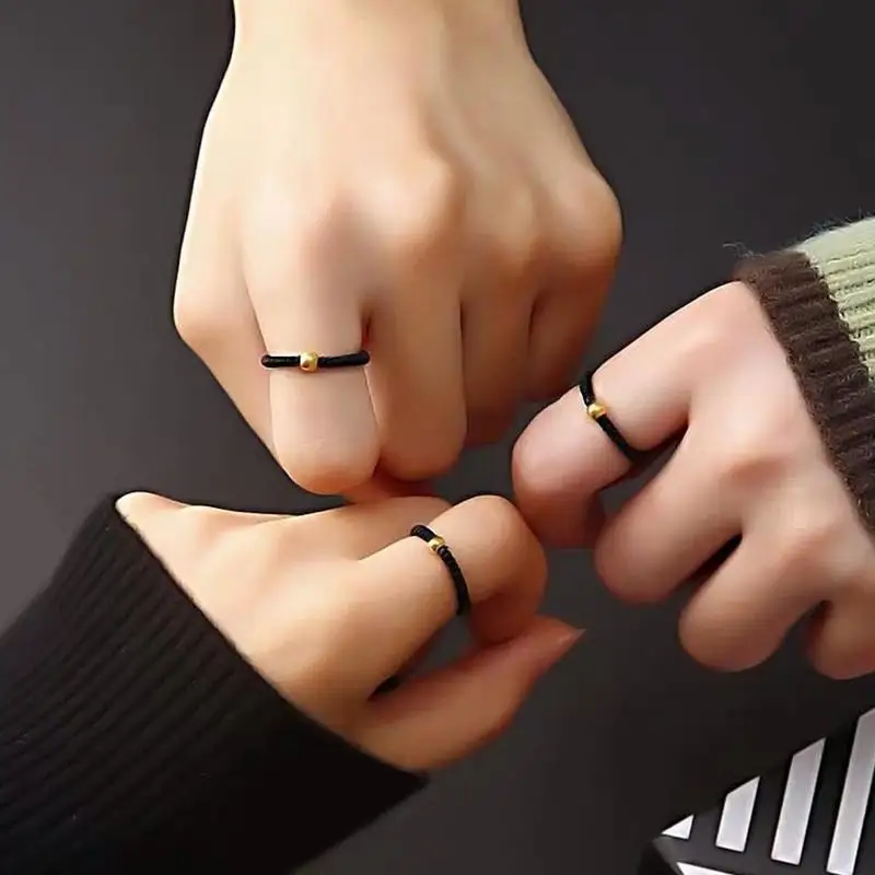 Красные черные веревочные парные счастливые перстни из бисера Vanlentine's Beads