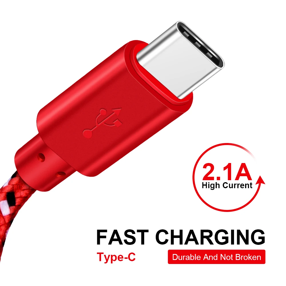 Нейлоновый плетеный кабель Micro-USB 1 м 2 3 для синхронизации данных типа C зарядное