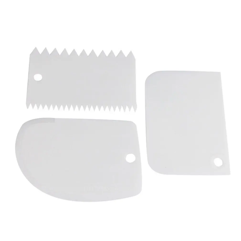 

3pcs Plastic Cake Decorating Tools Dough Icing Scrappers Cutters Kitchen Accessaries Cake Edge Decorating Tool Smoother Set