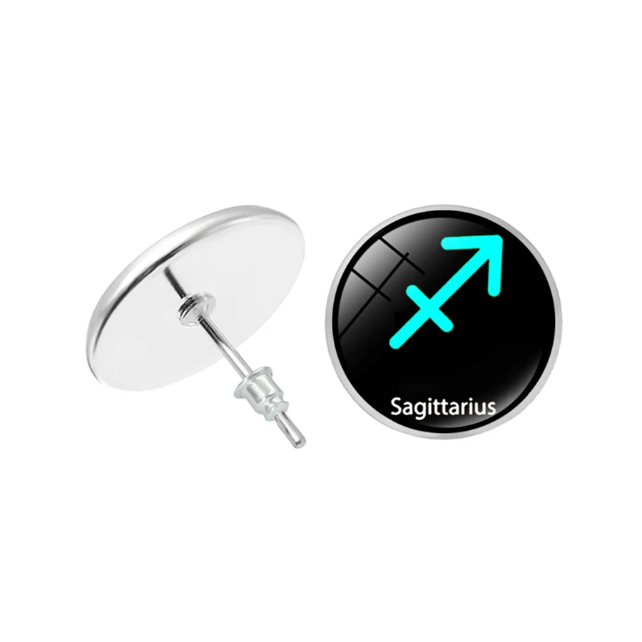 12 знаков зодиака двенадцать серьги с созвездиями стеклянные кабошон гвоздики