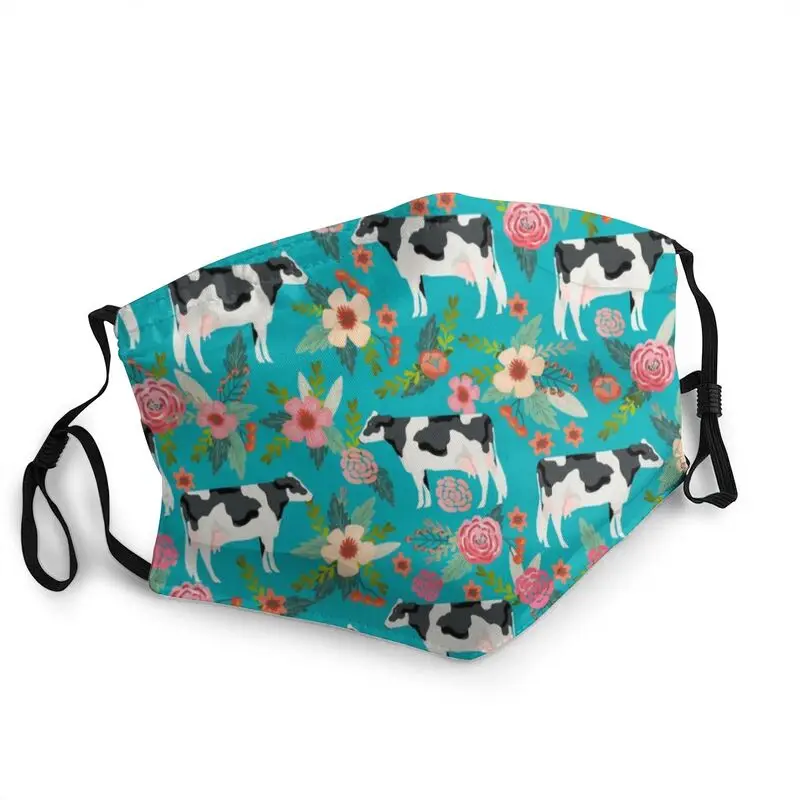 

Holstein Scotland Highland Cattle Cow Floral Face Mask Adult Anti Haze Dust Mask Protection Respirator Breathable Mouth Muffle