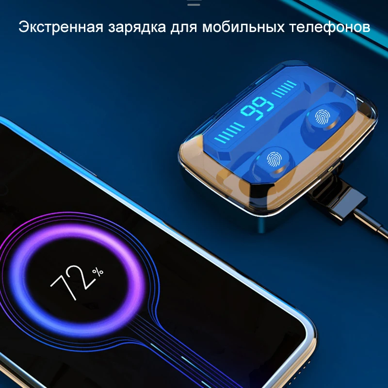 Светодиодный Bluetooth наушники 9D стерео беспроводные наушники мини беспроводные наушники гарнитура с 3500 мАч Внешний аккумулятор наушники