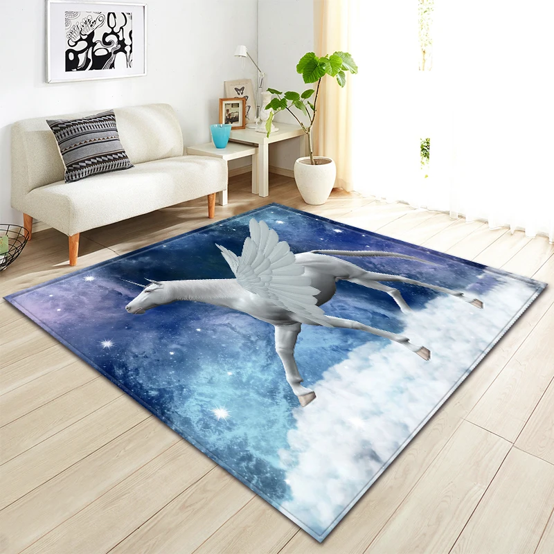 

Dreamy Style Unicorn Printed Carpet Flannel Soft Area Rugs Home Textile Children Room Floor Mat Bedroom Living Room Carpets