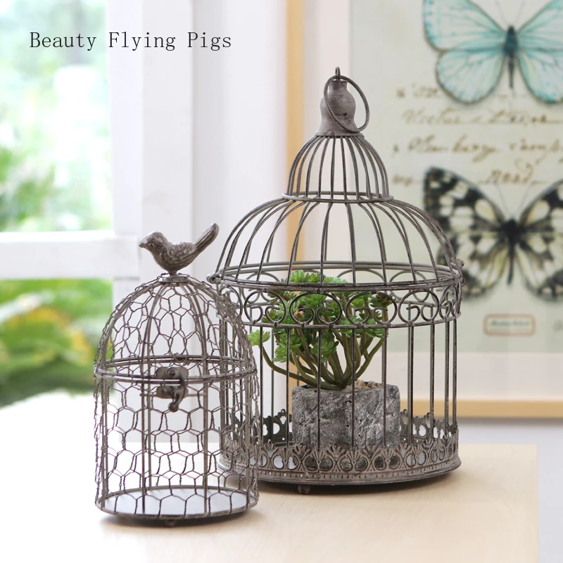 Прямые продажи Новый Ретро клетка для птиц старое украшение из кованого железа