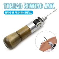 canvas leather hand thread sewing awl craft needle stitching tools set wooden handle for repairing tents backpacks