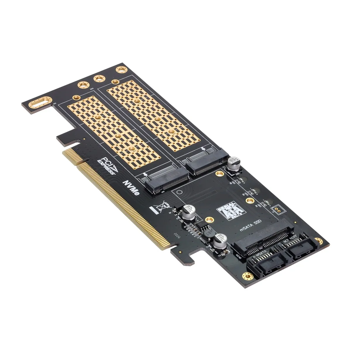 

PCI Express PCI-E 3.0 & Dual SATA to NGFF NVME MSATA M-Key B/M-key SSD Card Adapter 3in1