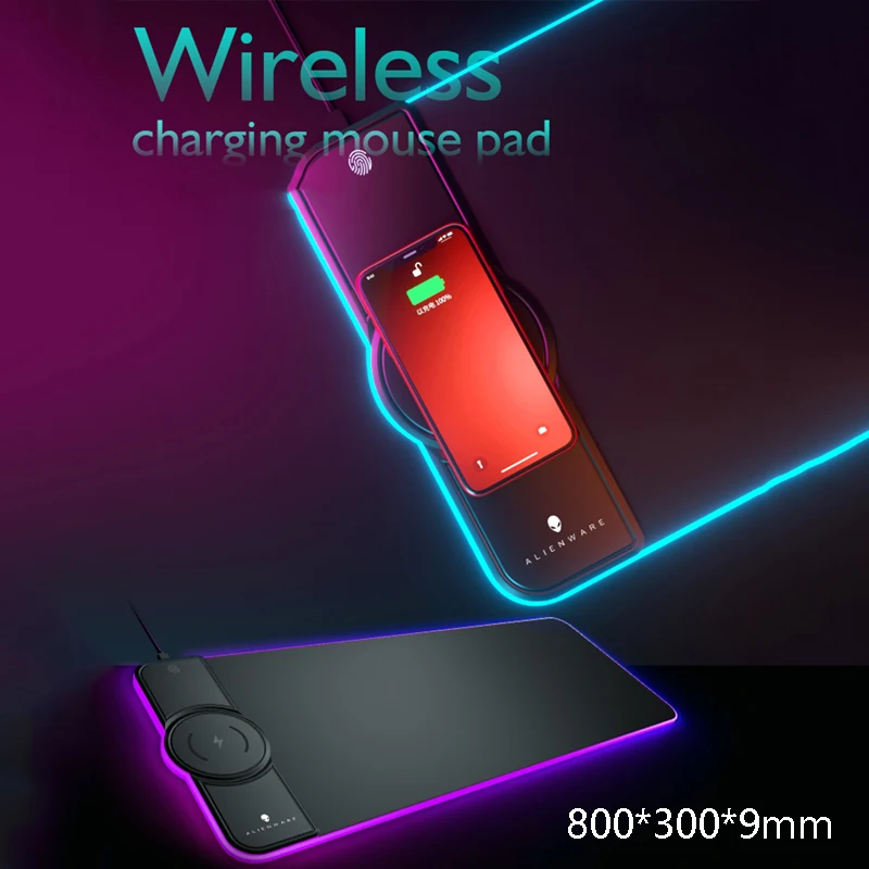 

Wireless Charging RGB Electric Mouse Pad 10/7.5w Computer MousepadPC Desk Play Mat withluminous For Samsung iPhone11 Xiaomi