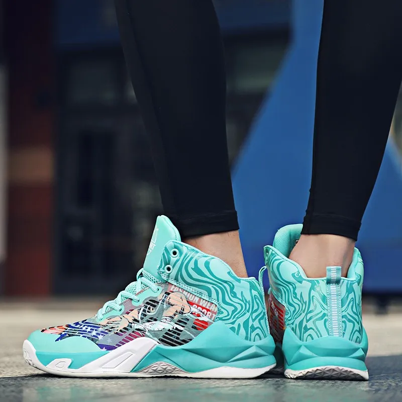 Fashion Cartoon Printed High top Basketball Shoes Women Trainers Graffiti Sports Unisex Platform High Basketball Sneakers Women