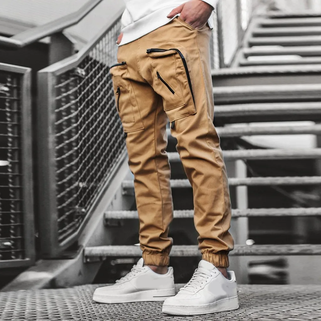 Feitong уличные брюки карго мужские модные однотонные спортивные для отдыха удобные