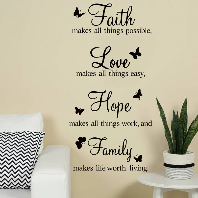Американский Цитата Вера Любовь Семья обои-Стикеры наклейки для Гостиная