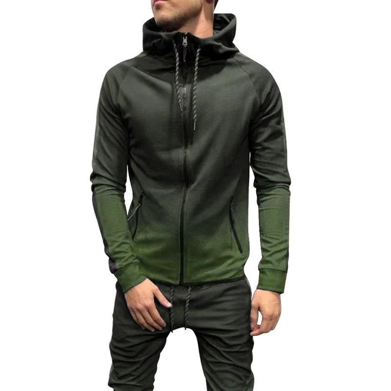 Green CYSINCOS, мужской спортивный костюм, комплект из 2 предметов, 3D градиент цвета, повседневные толстовки, толстовка, брендовые штаны, спортивная одежда, мужские комплекты для бега - Цвет: Green