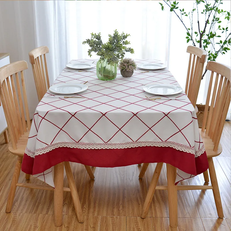 Праздничная скатерть кружевные скатерти с вышивкой в клетку для стола из