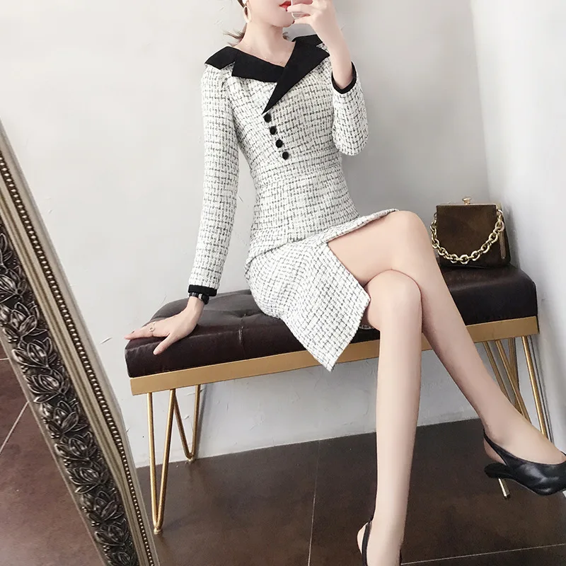 Платье карандаш с V образным вырезом длинным рукавом|Женские платья| |