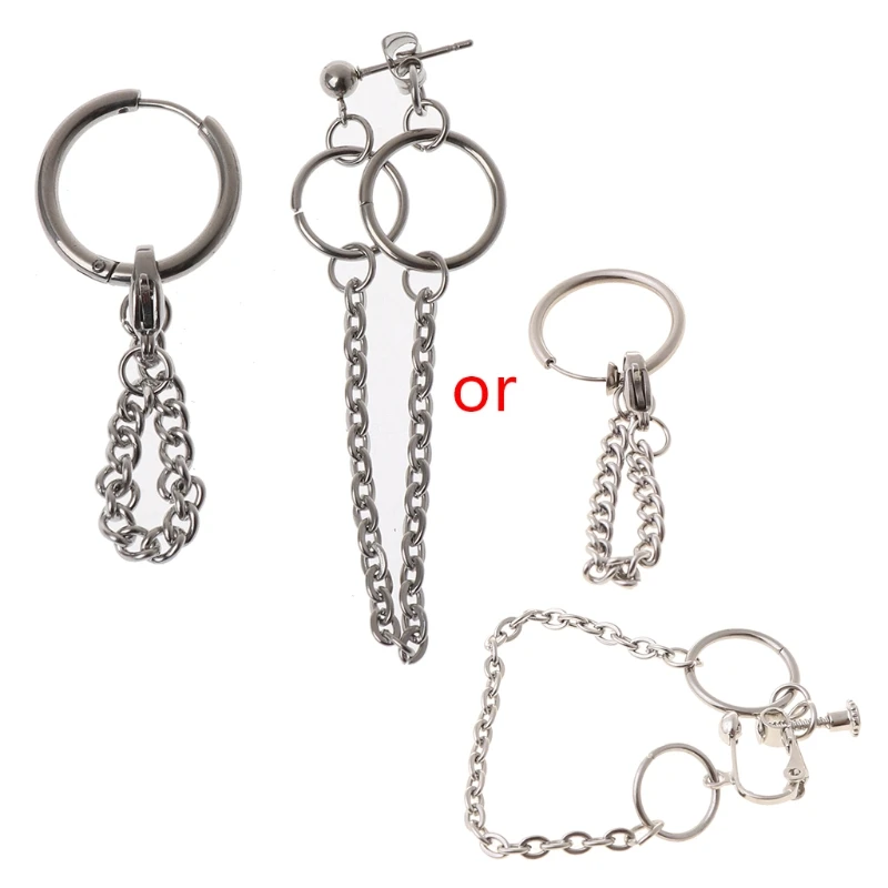

Tassel Chain Earrings KPOP Boy Earrings Male Korean Stainless Steel Punk Earring E56A