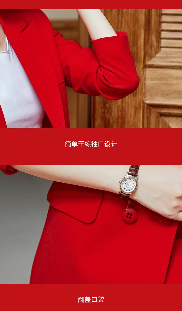 Women's suit new fashion temperament long-sleeved + nine pants solid color loose female dress uniforms West 2 sets |