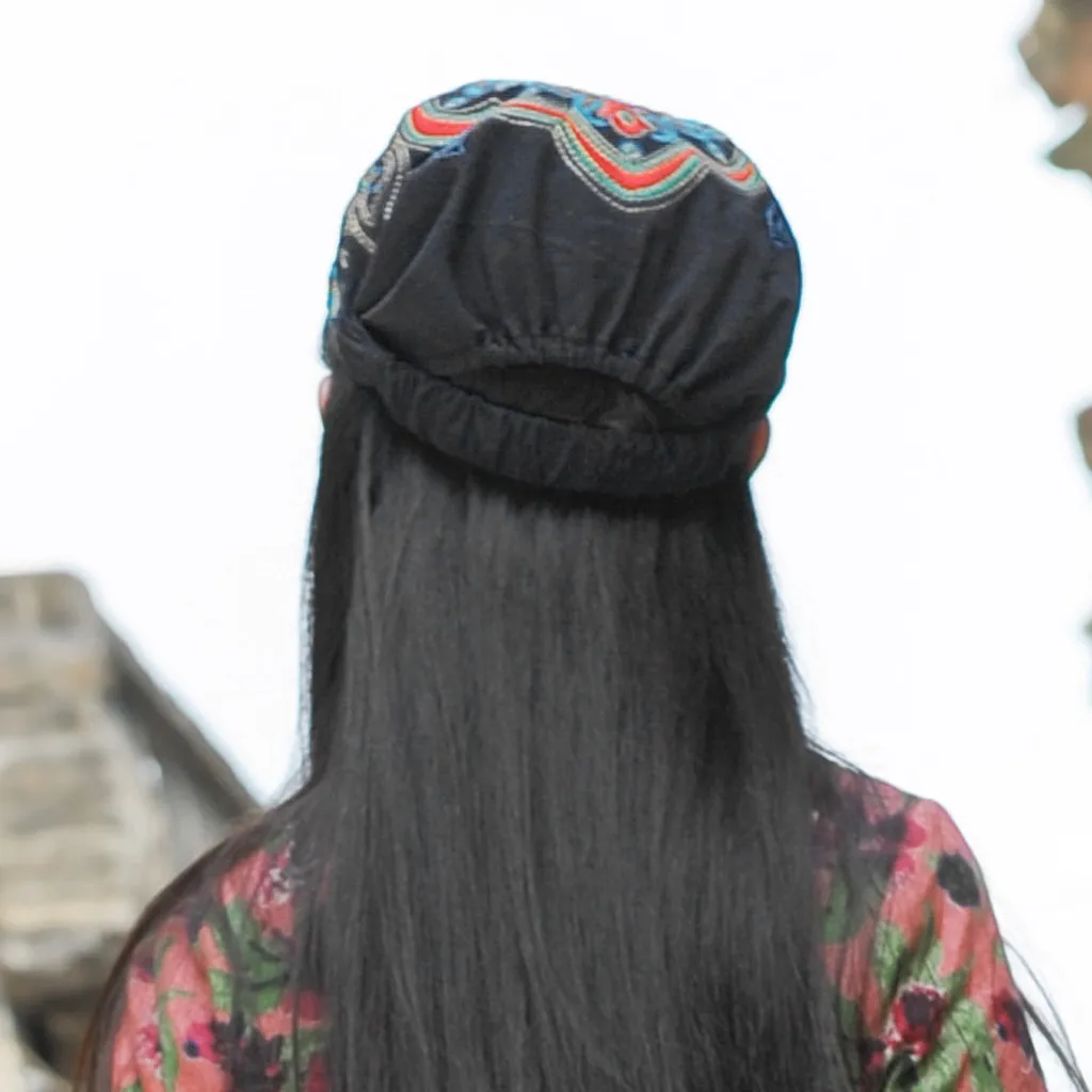 Женская шапка тюрбан в этническом стиле с цветочной вышивкой|Женские Skullies и