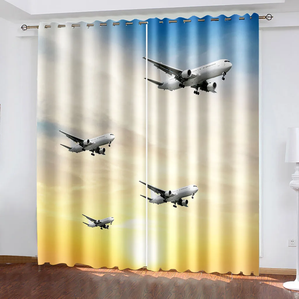 

Тканые шторы с рисунком самолета светонепроницаемые шторы для спальни две отдельные шторы слева и справа