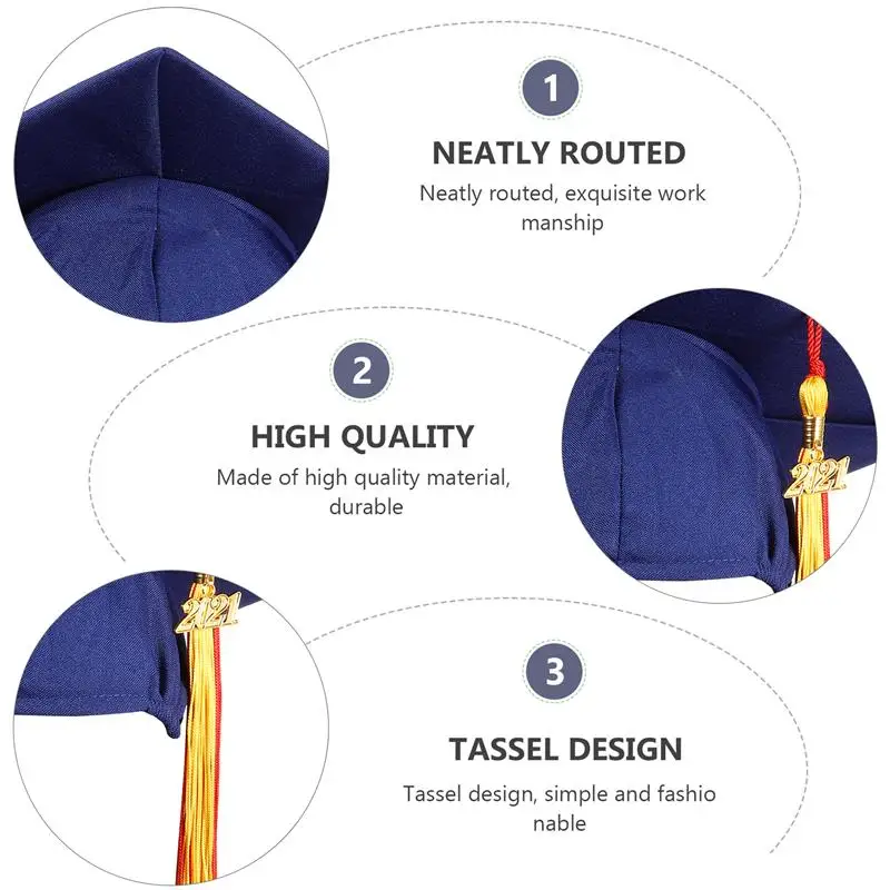 

1pc Graduation Cap with 2021 Tassel Trencher Cap for High School and Bachelor