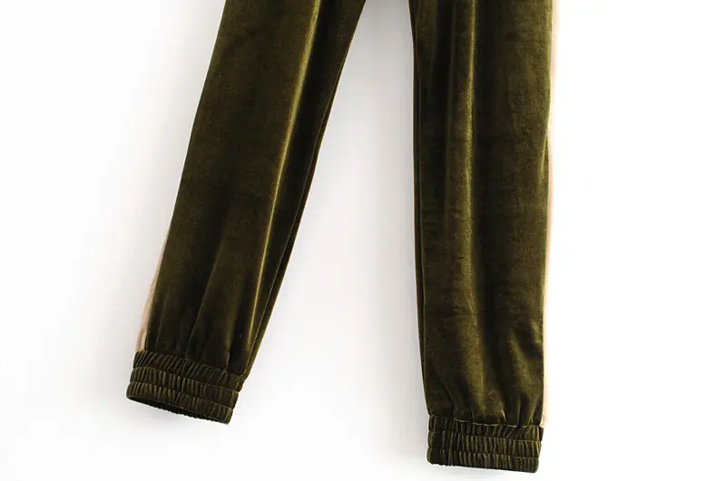 

TMODA649 Za 2021 Women's Velvet Side Striped Elastic Pencil Pants Female Casual Jogging Pant Wear Women Comfortable Trousers