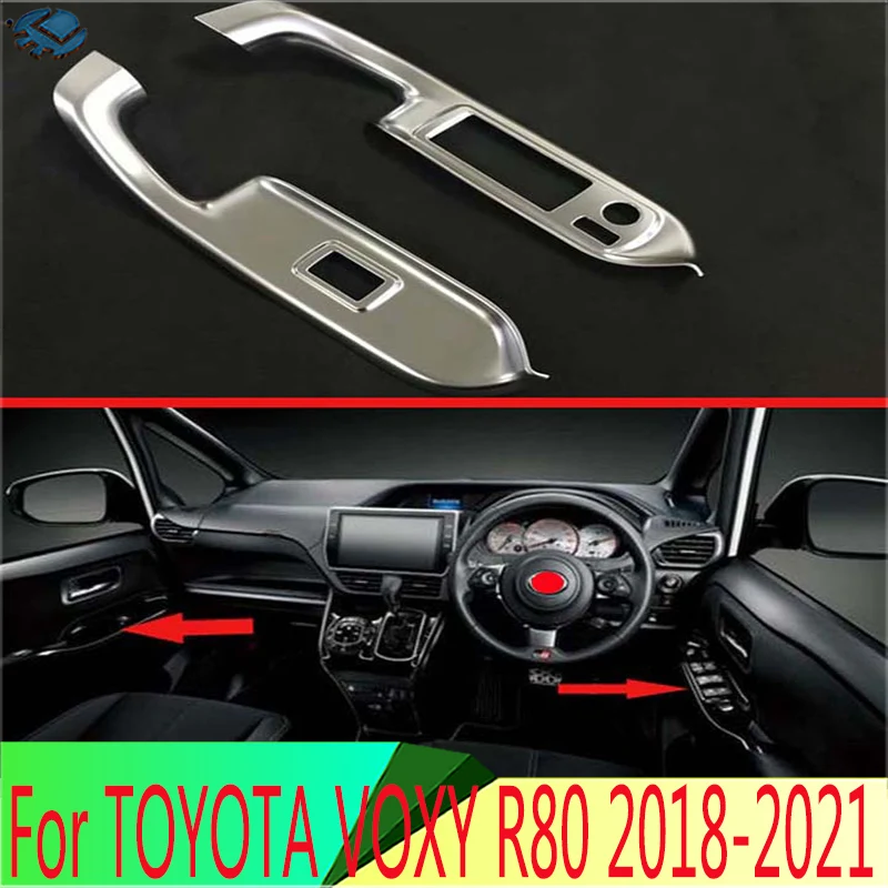 For TOYOTA VOXY R80 Right Hand Drive 2018-2021 ABS matte Door Window Armrest Cover Switch Panel Trim Molding Garnish | Автомобили и