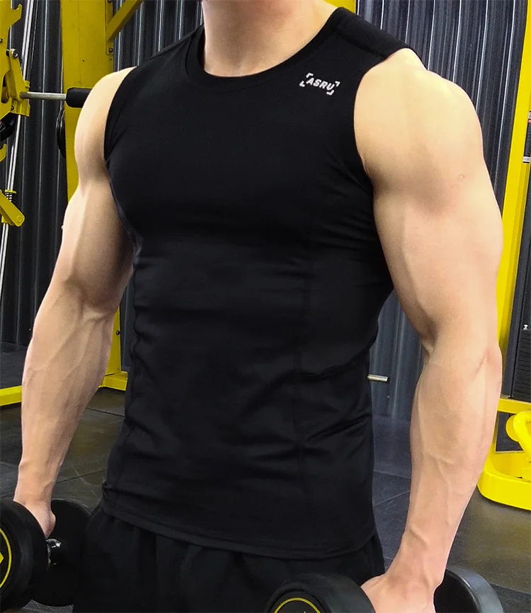 Gym Fitness Tank Top Men's Running Vest Dry Fit Bodybuilding Workout Sleeveless T-shirt Summer Sports Training Stringer Singlets