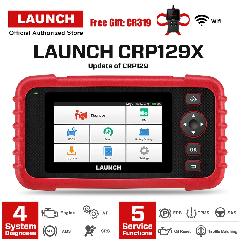 Launch X431 CRP129X OBD2 автомобильный сканер автомобильный диагностический инструмент инструменты автоматического сканирования сброса TPMS EPB дроссельная заслонка PK Creader VII CRP129