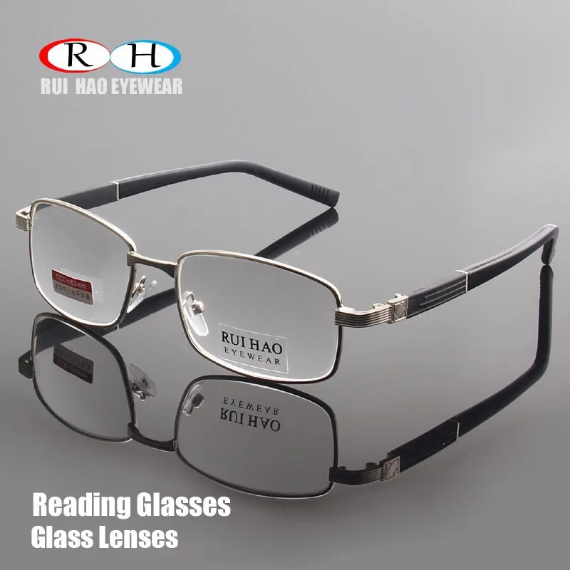 Okuma gözlüğü dikdörtgen tasarım cam lensler okuma gözlük + 1.00 ~ + 4.00 presbiyopik gözlük Unisex Hyperopic gözlük