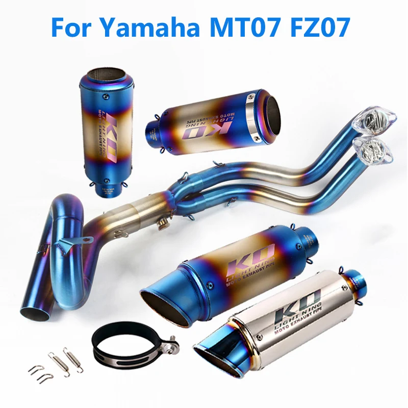 

For Yamaha MT07 FZ07 Motorcycle Full Exhaust System Stainless Steel Muffler Tip Connecting Header Pipe Front Link Tube Slip On