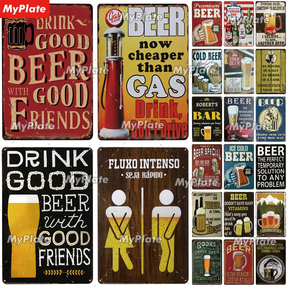 Ice Cold Beer Metal Sign Vintage Plaque Alcohol Tin Plate Wall Decor For Bar Club Man Cave Art Retro Poster Custom | Дом и сад