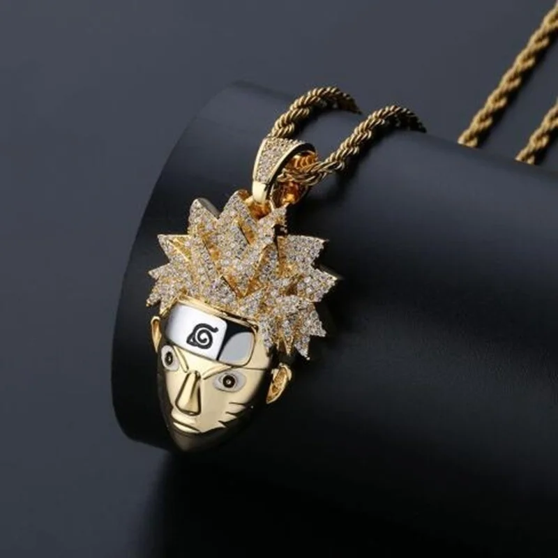 Наруто Uzumaki индивидуальная Подвеска Ожерелье мужское ожерелье C Iced Out CZ цепи хип