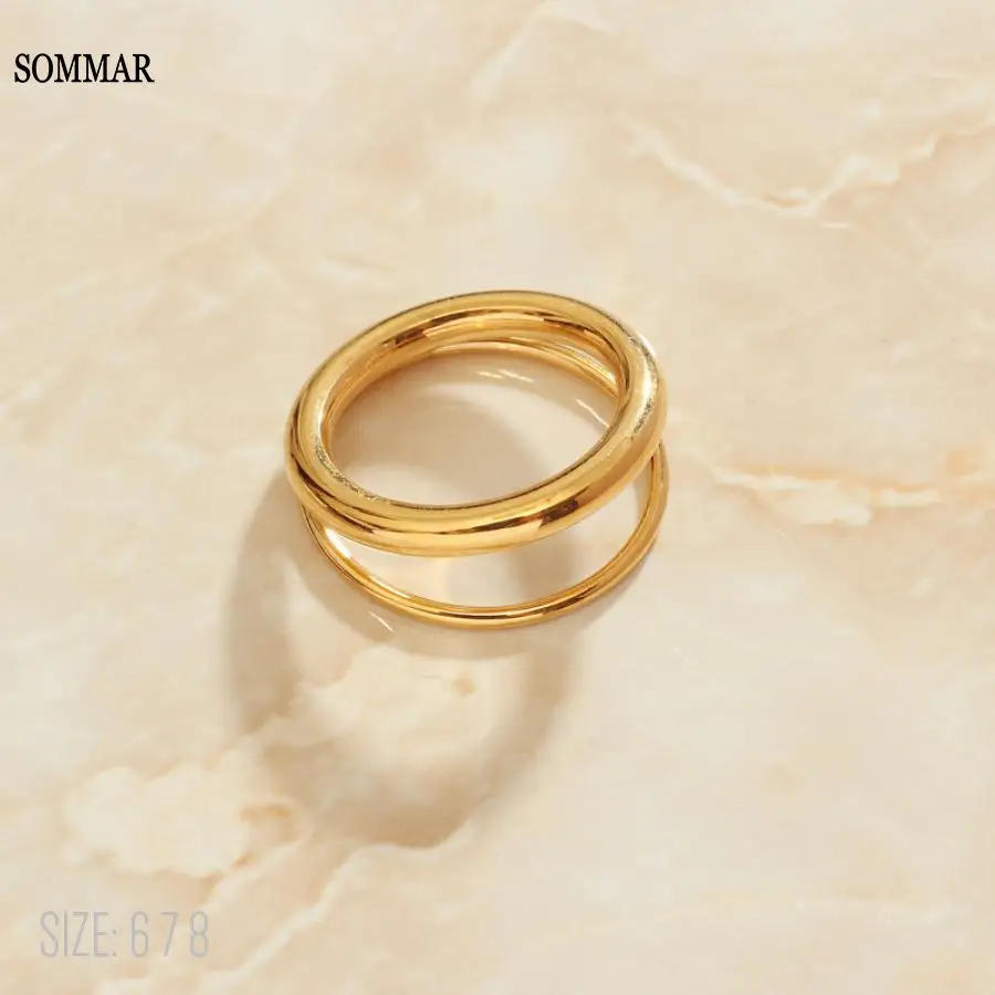 SOMMAR Горячая распродажа! Золотое Двухслойное кольцо на палец Vermeil размер 6 7 8 |