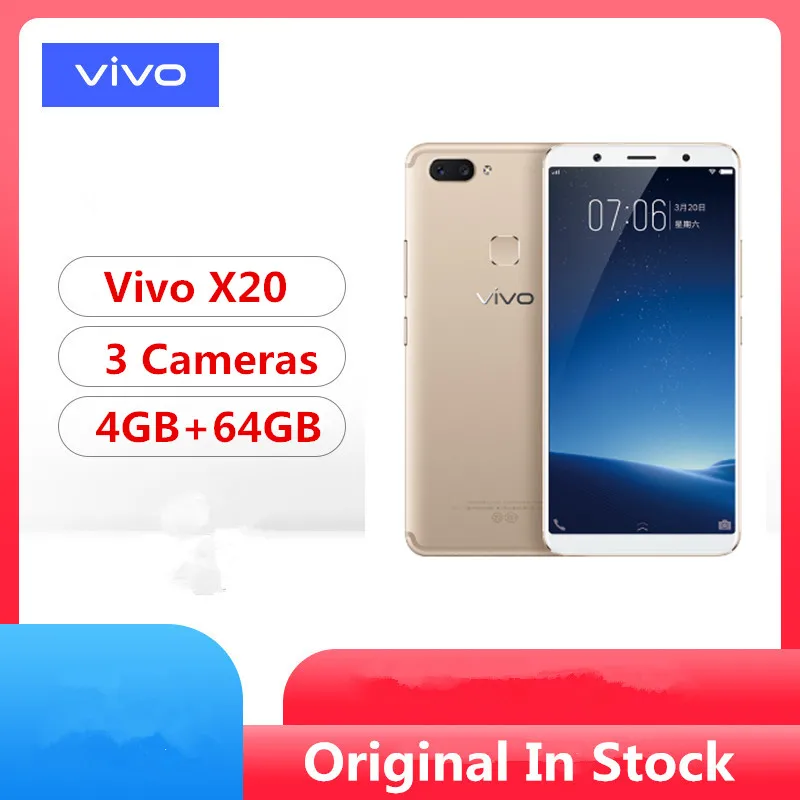 Vivo X20 смартфон с 5 дюймовым дисплеем процессором Snapdragon 660 ОЗУ 4 Гб ПЗУ 64 ГБ 12 МП Android 7