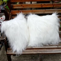 fluffy plush throw pillow cases luxury white faux fur soft sofa cushion cover home room decoration