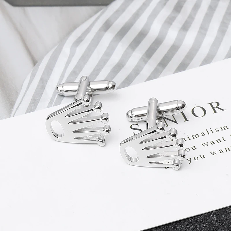 Запонки в форме короны для мужчин модные свадебные лазерные запонки жениха