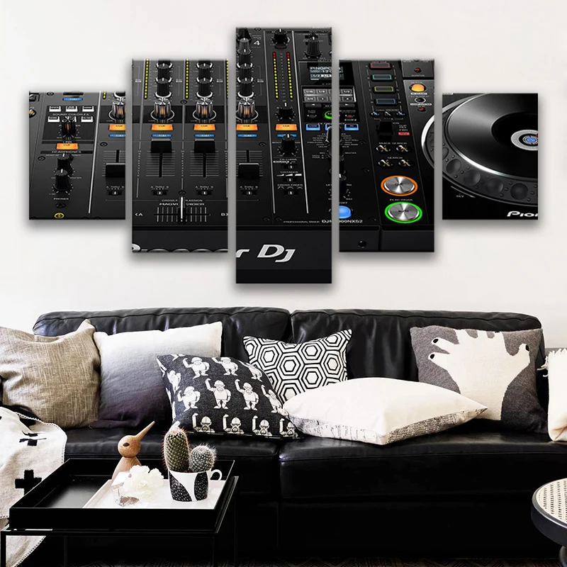 

Modular Pictures Wall Art Frame Prints Poster 5 Piece Music DJ Console Instrument Mixer Canvas Painting Living Room Decor
