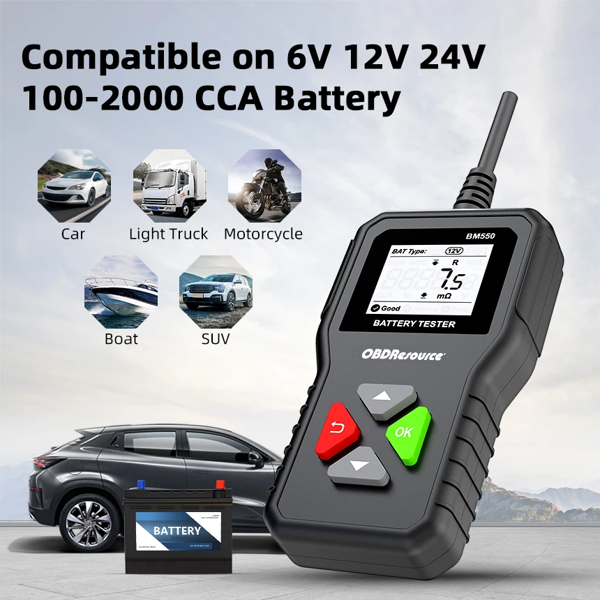 BM550 6V 12V 24V 100-2000A CCA емкость Цифровые Автомобильные системы инструменты анализатор