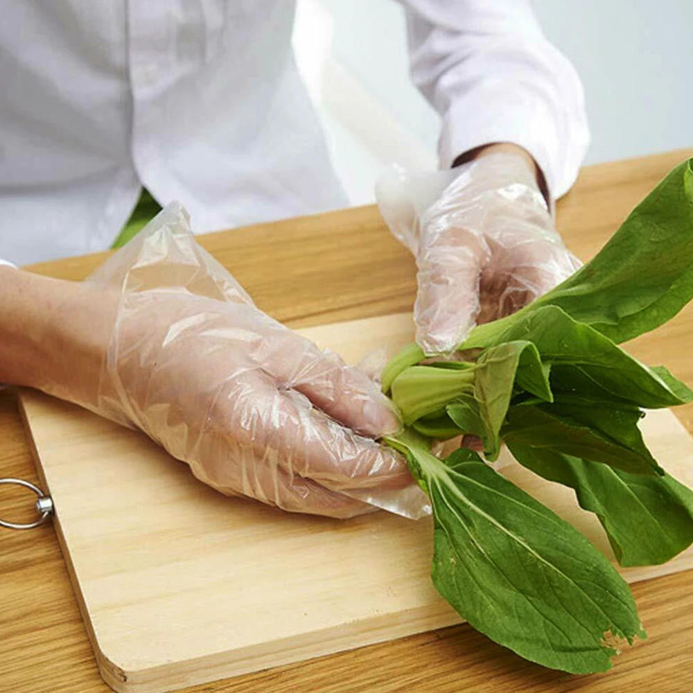 100 шт./компл. одноразовые безопасные пластиковые перчатки для ресторана кухни