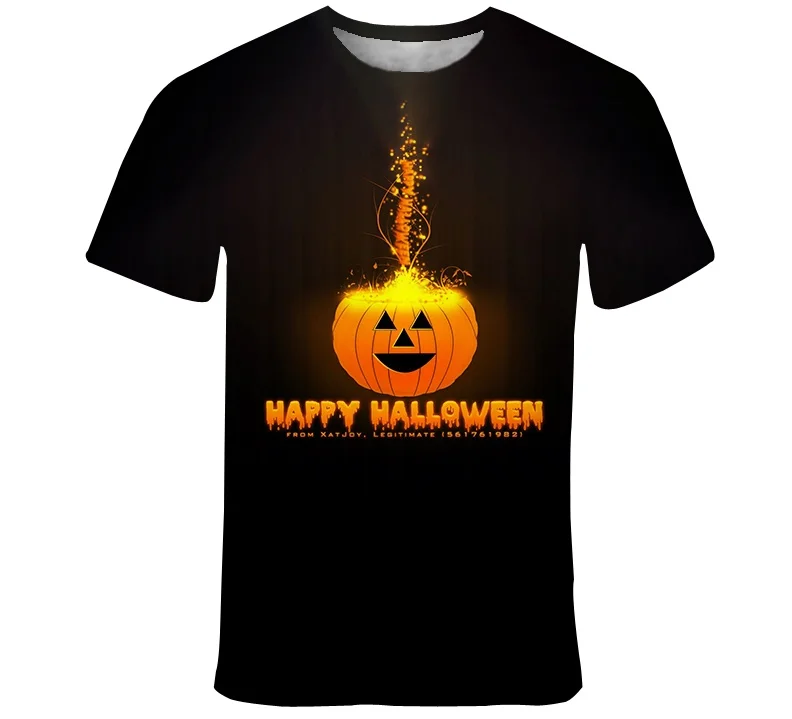 

Men's Fashion Casual T-shirt Tops 3D Summer Polyester cloth Tee Halloween pumpkin Head Plus